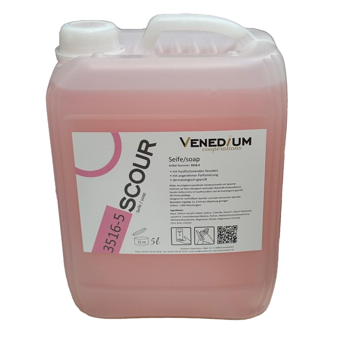 Venedium Cremeseife 5 Liter, leicht parfümiert, rosa