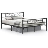 thumbnail of Doppelbettgestell, Bettrahmen aus Metall, passend für 160 x 200cm Matratze, Gästebett, hochwertige Stützbalken, für Erwachsene, schwarz