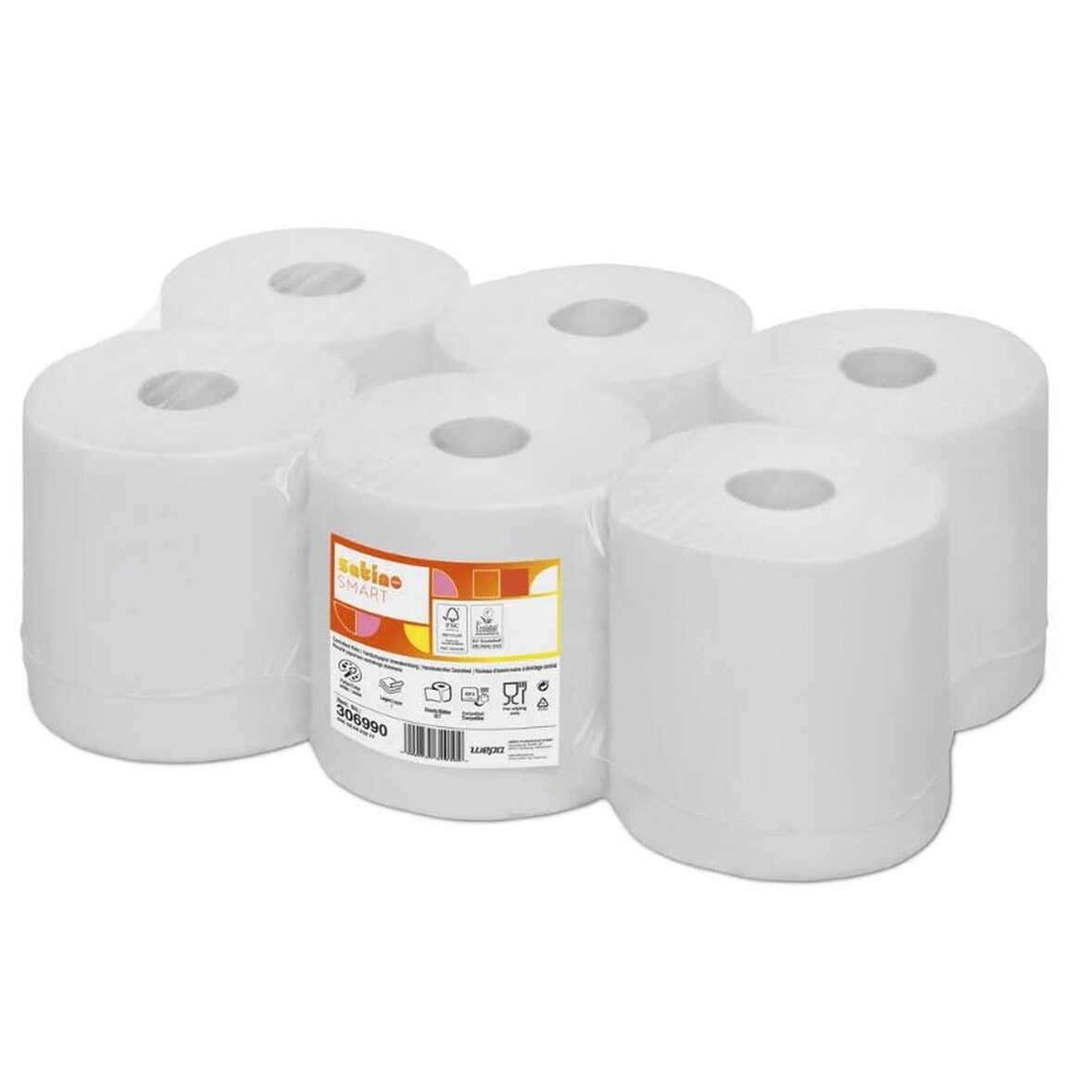 Satino Putzrollen midi 100% recycled - 1-lagig - 20 cm breit - weiß - 12 Rollen