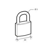 thumbnail of Cadenas BASIC à clé, base 20 mm, anse acier, 2 clés - SERRUPRIX