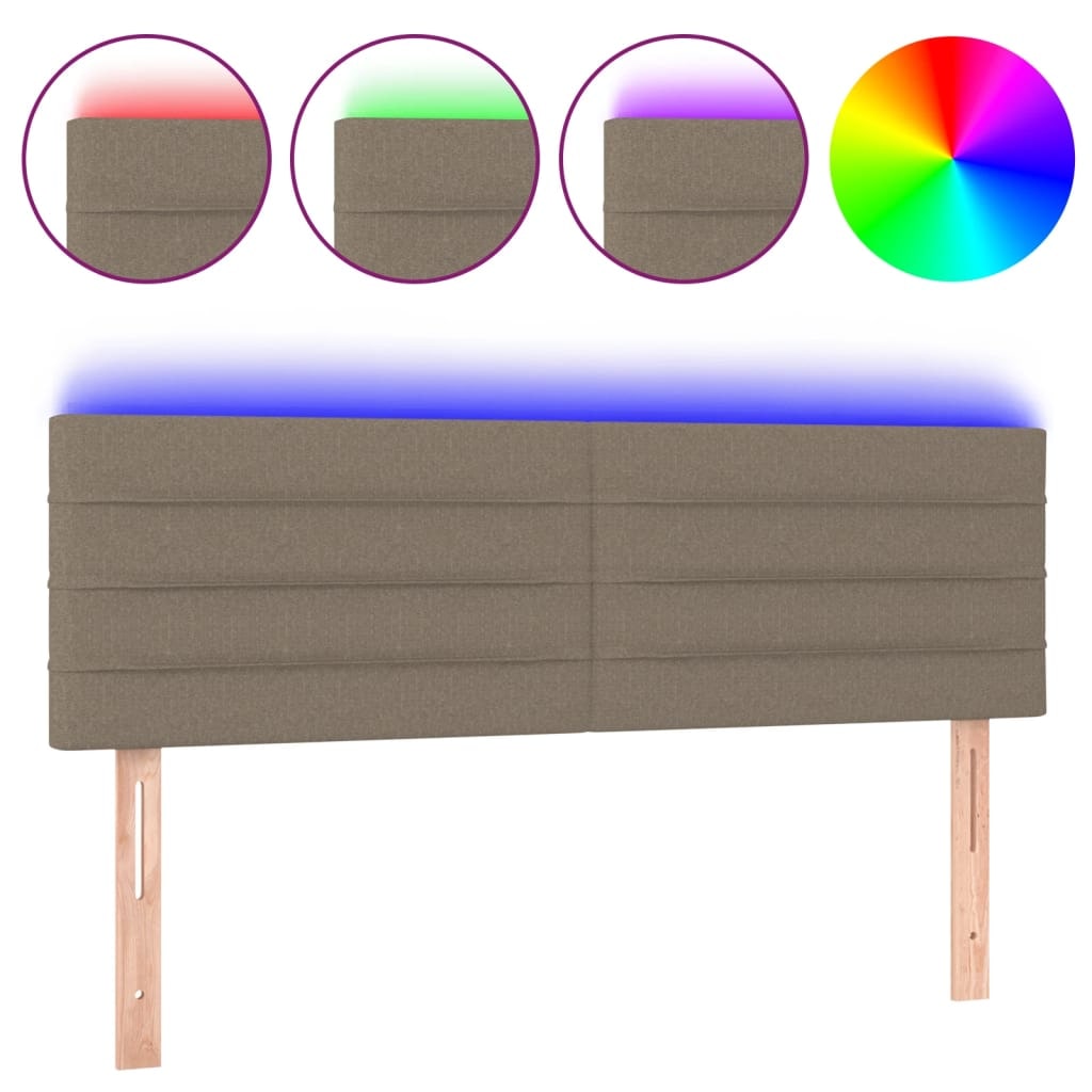 vidaXL LED Kopfteil Taupe 144x5x78/88 cm Stoff
