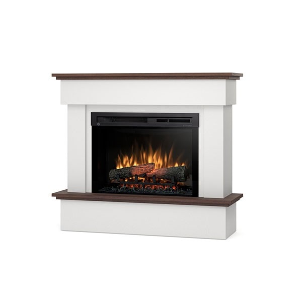 TORMES – Freistehender elektrischer LED-Kamin – 26 Zoll – Mattweiß / Eiche – 108 x 93 x 33,5