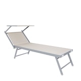thumbnail of Lettino Prendisole Pieghevole Professionale in Alluminio e Tessuto Textilene Tettuccio Orientabile Parasole Sdraio Mare Spiaggia 182x60x38 cm Beige