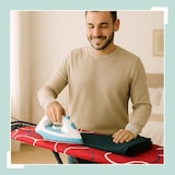 thumbnail of Relaxdays Bügelbrett für Dampfbügeleisen, 110 x 33 cm, höhenverstellbar, klappbar, Kleiderablagen, Bügeltisch, rot