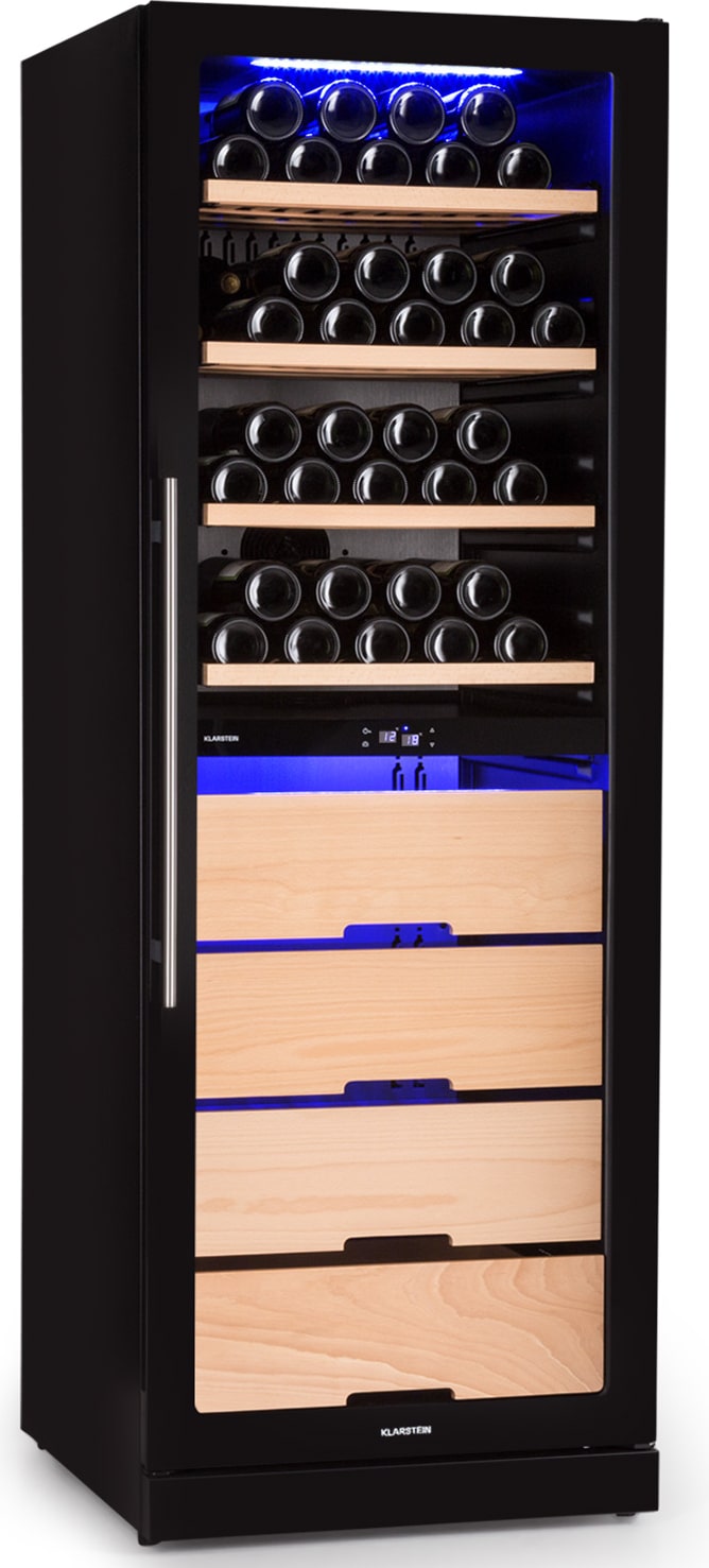 Klarstein Barossa 123 Duo Weinkühlschrank 123 Fl 226 Ltr 2 Zonen Touch-Steuerung Schwarz