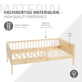 thumbnail of ML-Design Kinderbett 80x160 cm Natur, Holzbett mit Lattenrost & Rausfallschutz, Jugendbett aus massivem Kiefernholz, Montessori Einzelbett Babybett