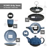thumbnail of 10tlg Teeset  SCONES BLAU aus Steingut 1x Etagere, 1x Kanne, 4x Becher & 4x Teller - 24303276