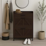 thumbnail of Sapateira HWC-P45, sapateira, 2 compartimentos basculantes gaveta prateleira MDF 95x60x24cm ~ aspeto nogueira