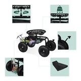 thumbnail of Relaxdays fahrbarer Gartensitz, höhenverstellbar, 150 kg, Stauraum, Rollsitz Gartenarbeit, Stahl, Luftreifen, schwarz