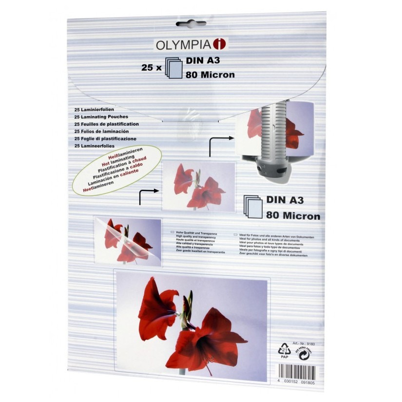 OLYMPIA Laminierfolie, DIN A3, 80 Mikron, 25 Stück