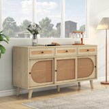 thumbnail of Merax Sideboard Landhausstil mit Schublade und 6 Fächer, Kommode mit Rattangeflecht, Anrichte, TV-Board, B:140cm