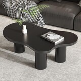 thumbnail of Couchtisch Wolkenform 107x66x41 cm Schwarz mit MDF Tischplatte und PVC Beinen, Filzgleiter, moderner Wohnzimmertisch pflegeleicht