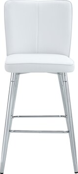 thumbnail of Barhocker aus PU-Leder und Metall Weiß/Silber, mit Rückenlehne und Fußstütze