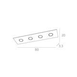 thumbnail of Lámpara de techo rectangular Toplight Path de 4 luces con casquillo GX53, estructura blanca, diseño moderno 80x20x3cm