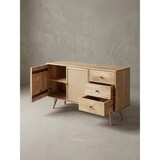 thumbnail of Design Sideboard 140x75x40 cm Mango Massivholz / Rattan, Kommode 3 Schubladen, Hoher Kommodenschrank Holz Massiv, Standschrank Wohnzimmer, 2