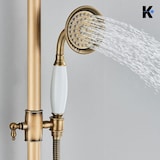 thumbnail of NALA | conjunto de duche de chuva vintage latão aço inoxidável não lacado | de design retro sistema torneira misturadora completo com chuveiro de mão