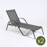 thumbnail of Pack 2 tumbonas de exterior apilable y reclinable, de aluminio y textilene