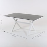 thumbnail of Mesa auxiliar de jardín, Tamaño: 80x140x65 cm, Aluminio reforzado color blanco, Todo el tablero es de cristal templado estilo cerámica