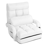 thumbnail of Décoshop26 - Fauteuil convertible chauffeuse convertible 1 place en tissu avec oreiller 5 positions blanc 20_0000626
