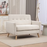 thumbnail of Sofá de 2 plazas tapizado en terciopelo sofá de salón moderno con reposabrazos y patas de madera carga 240 kg para dormitorio 114x71x82 cm beige