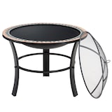 thumbnail of GARDEBRUK® Feuerschale mit Funkenschutz Schürhaken Abdeckung Rost Mosaik Rund 76cm Stahl Feuerstelle Feuerkorb Grill