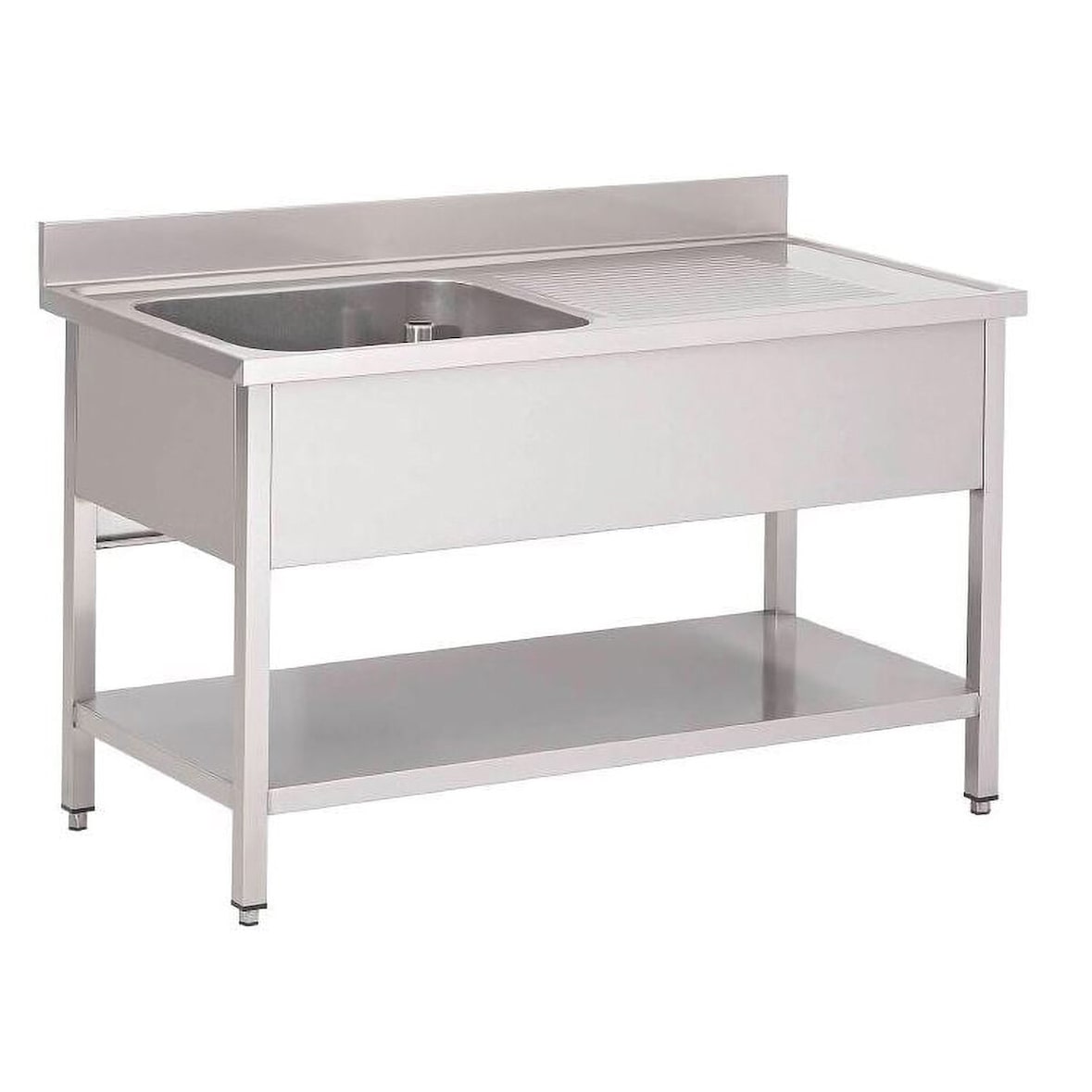 GastroHero Spültisch Edelstahl 1200x600 mm 1 Becken links mit Aufkantung Grundboden zur Selbstmontage Profi Gastro Basic-Serie