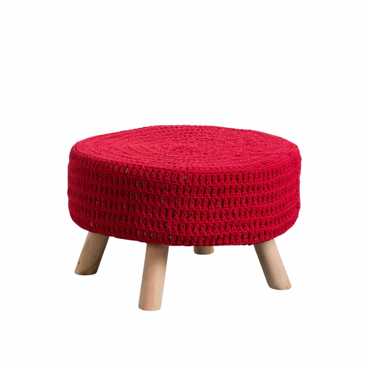 Pufe redondo vermelho Baris 49x30cm Thinia Home