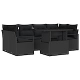 thumbnail of VidaXL 7-teiliges Garten-Sofa-Set mit Kissen, schwarzes Poly-Rattan