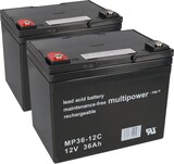 thumbnail of Ersatzakku für Shoprider Gemini 36 2x Multipower 12V - 36Ah Zyklenfest AGM VRLA