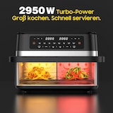 thumbnail of Heißluftfritteuse XXL 2 karmmern, Airfryer mit Sichtfenster & Beleuchtung, Doppelkammer + abnehmbare Trennwand, Sync-Funktion, LED-Touch, 8 Programme
