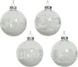 thumbnail of 12 Weihnachtskugeln 8cm Glas mit Motiv Christbaumkugeln klar weiß transparent