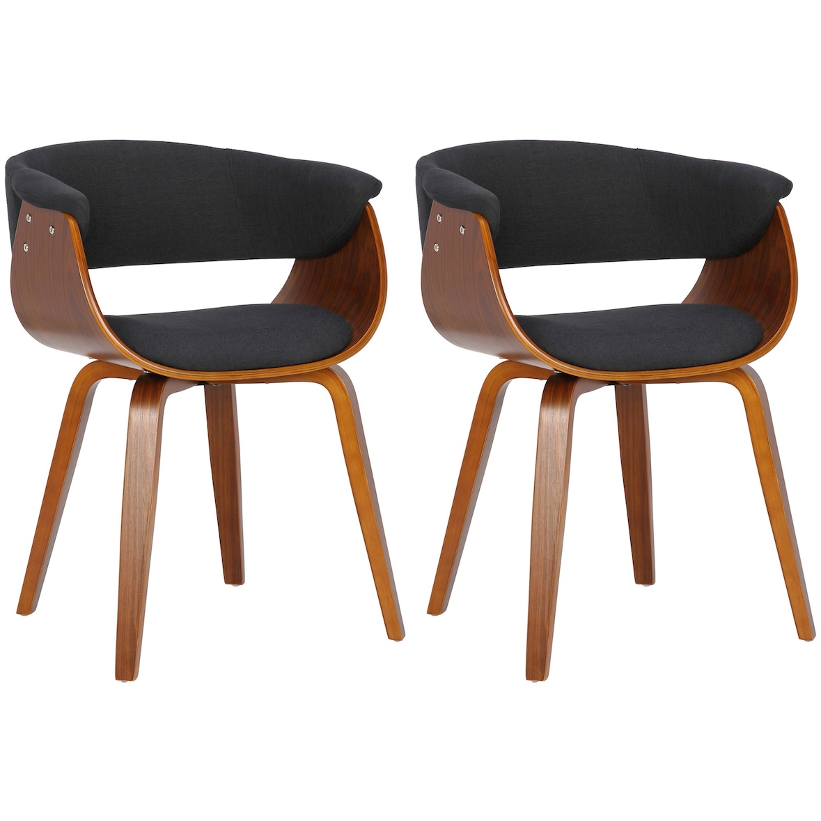 Set van 2 Eetkamerstoelen Bruce stof walnoot/zwart