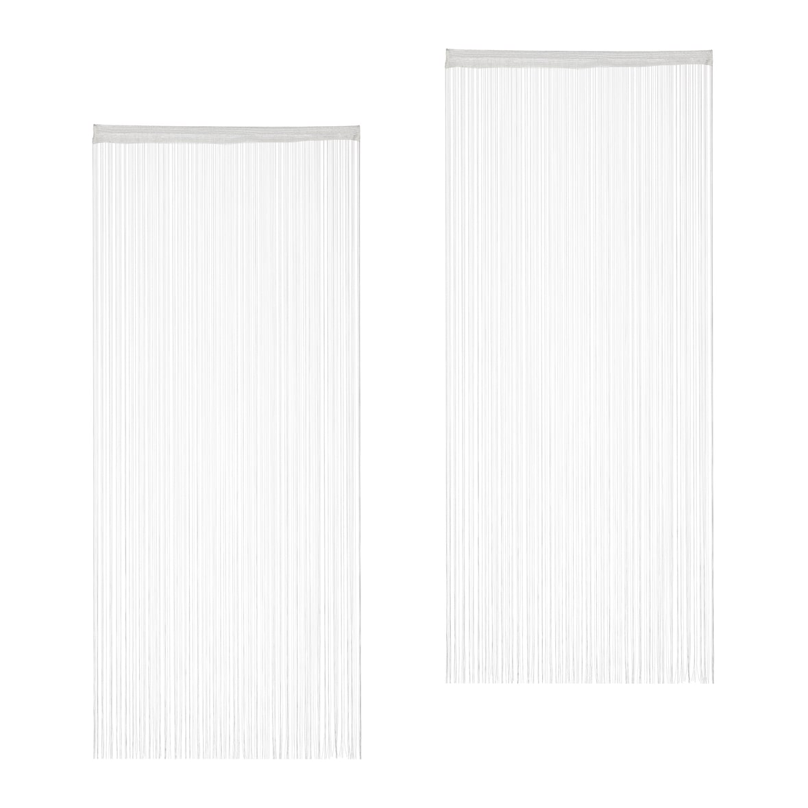 Relaxdays Fadenvorhang weiß, 2er Set, kürzbar, mit Tunneldurchzug, für Türen & Fenster, Fadengardine, 90x245 cm, white