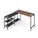 thumbnail of COSTWAY L-förmiger Schreibtisch, umkehrbarer Eckschreibtisch mit 2 offenen Regalen und CPU-Ständer, Computertisch mit Metallgestell