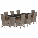 thumbnail of vidaXL 9-tlg. Garten-Essgruppe mit Kissen Grau Poly Rattan
