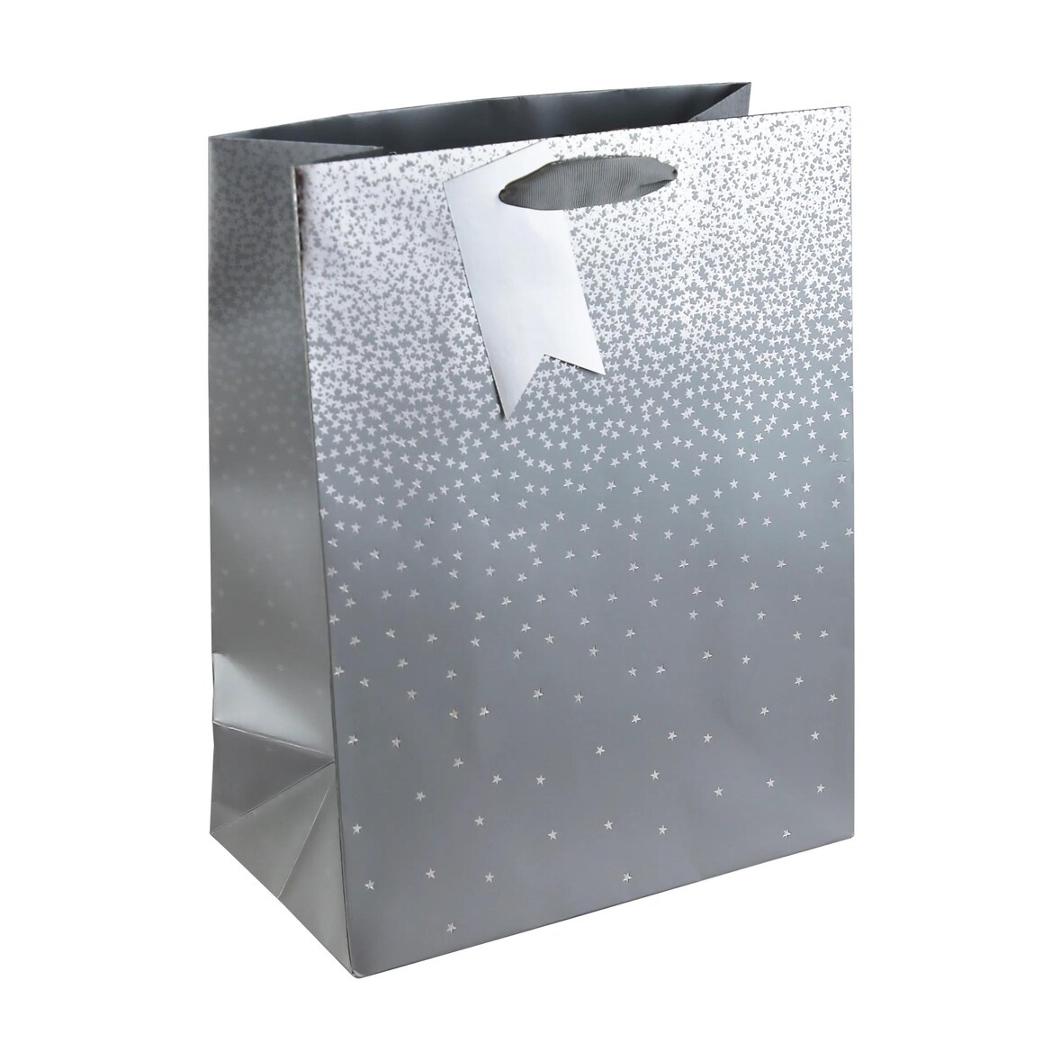 Clairefontaine 6x Geschenktasche L, Sternenregen auf silbernem Hintergrund, 26,5x14x33 cm - Silber 30864-2C