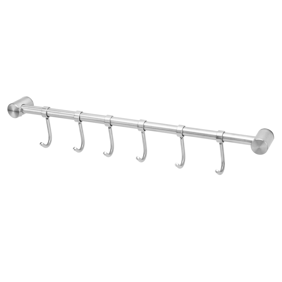 Intirilife Hängeleiste für die Küche aus Edelstahl mit 6 Haken zum Bohren - 35.8 x 3.4 x 2.2 cm Küchen Reling Hakenleiste Küchenstange Wandhalterung