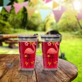 thumbnail of Relaxdays Trinkgläser 4er Set, Flamingo-Motiv, Deckel & Strohhalm, 450 ml, Glasbecher Kinder, Smoothieglas, transparent