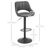 thumbnail of Barhocker Set 2er Kunstleder Grau 44x49x110 cm drehbar höhenverstellbar mit Rückenlehne Fußstütze und schwerem Metallfuß für Küche und Bar