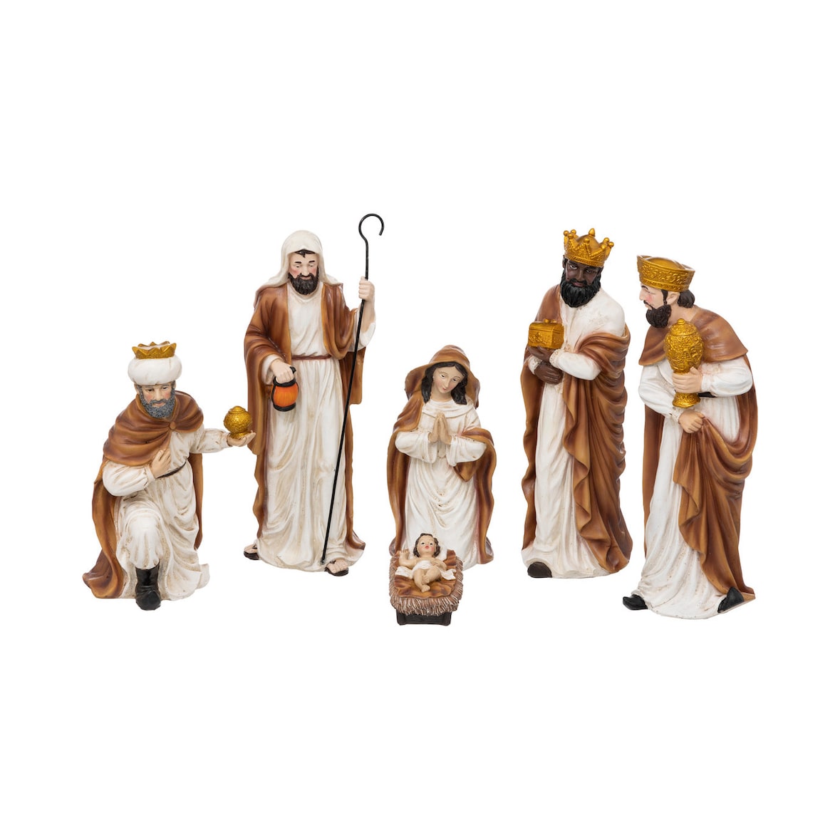 Déco de Crèche de Noël Set de 6 Santons en résine H 33 cm