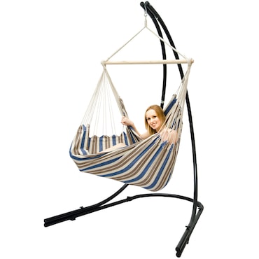 Soporte Silla Colgante con XXL Sillón 360° Hamaca Asiento Columpio Rayas Azul