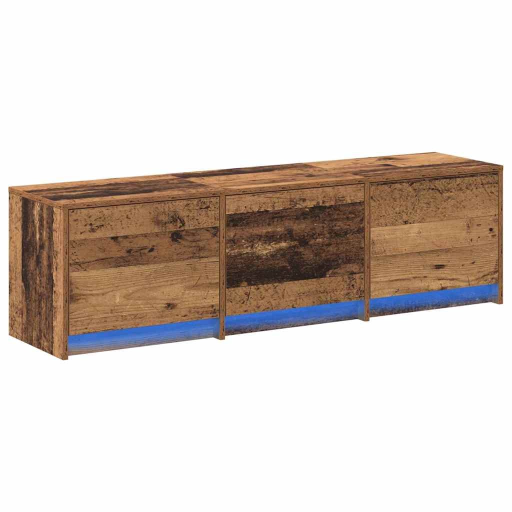 Helloshop26 - Armoire TV rectangulaire avec LED et tiroir 140 x 34 x 40 cm en bois d'ingénierie bois ancien 02_0056325