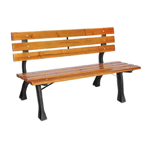 Parkbank Tannenholz Gartenbank Sitzbank Holz Metall Balkon Terrasse 120x70cm : Natur hell