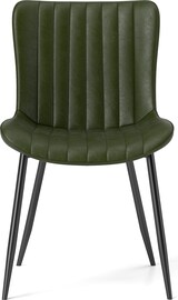 thumbnail of Esszimmerstuhl Set 4 Kunstleder Grün 80x47x58 cm stapelbar mit Klick Mechanismus, Metall Holz Gestell, ergonomisch gepolstert für Küche