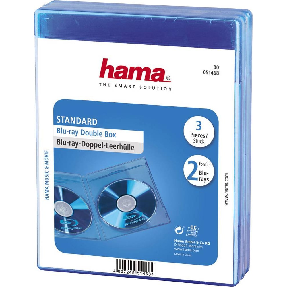 Hama 2fach Blu-ray Hülle 2 CDs/DVDs/Blu-rays Polypropylen Blau 3 St. (B x H x T) 135 x 170 x 10 mm 0