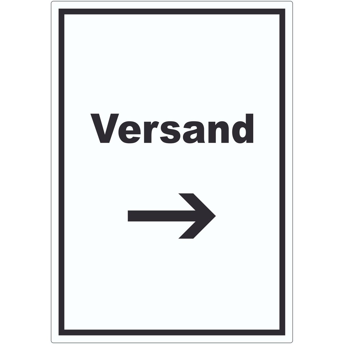 Versand Aufkleber mit Text und Richtungspfeil rechts Lieferung shipping hochkant A0 (841x1189mm)