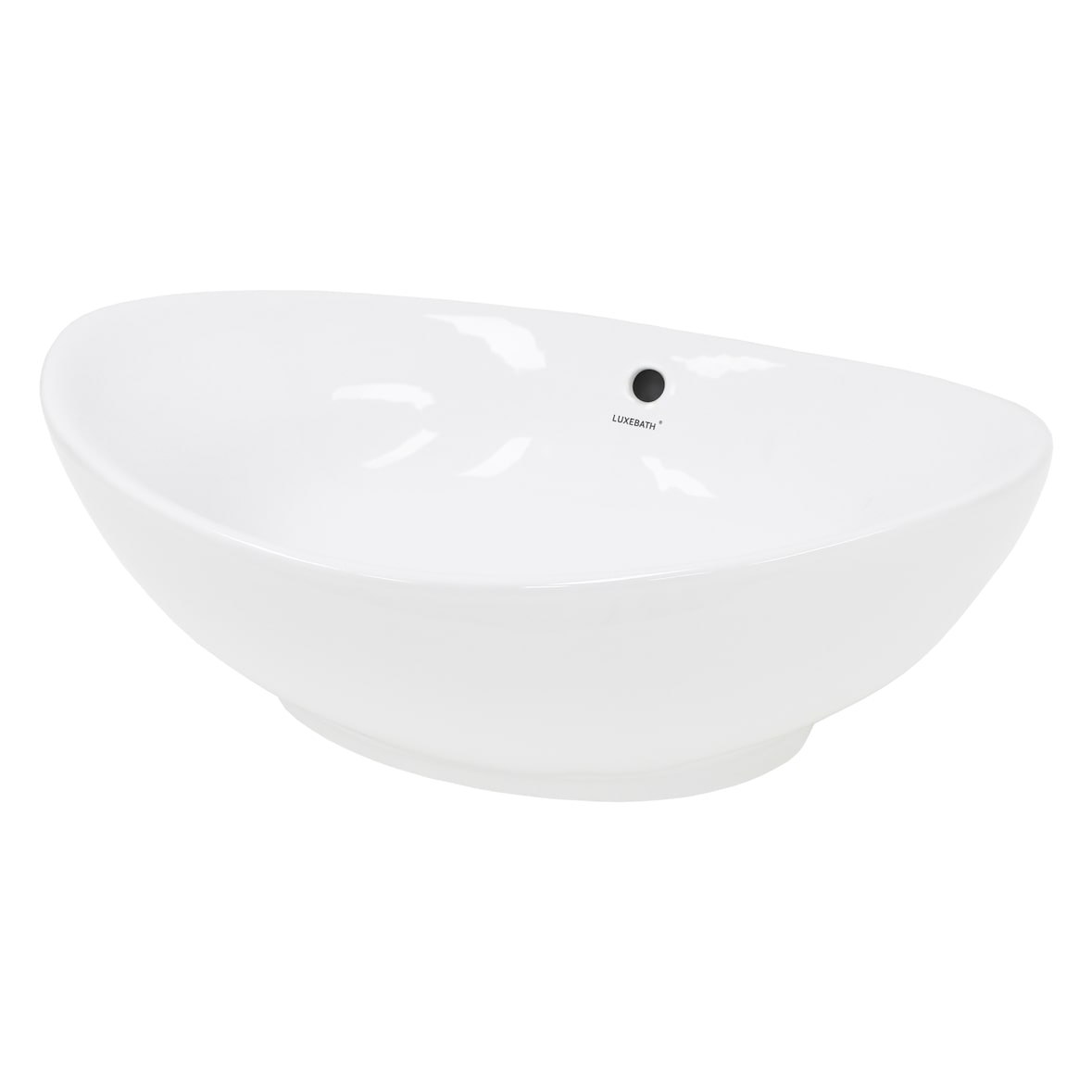 ECD Germany Aufsatzwaschbecken Keramik Weiß 590 × 390 × 200 mm, oval – inkl. Ablaufgarnitur