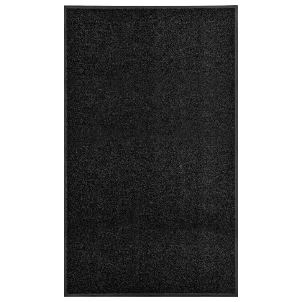 vidaXL Fußmatte Waschbar Schwarz 90x150 cm