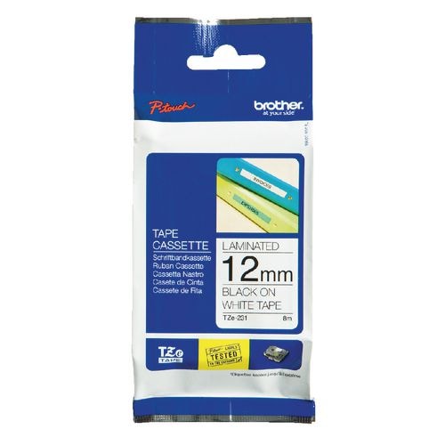 Brother TZE231 Lint 12 mm Zwart/Wit