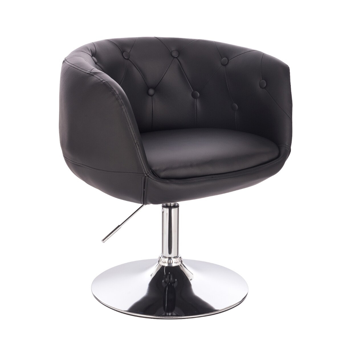 SVITA Panama Retro Loungestuhl Cocktailsessel Schwarz Kunstleder Tellerfuß